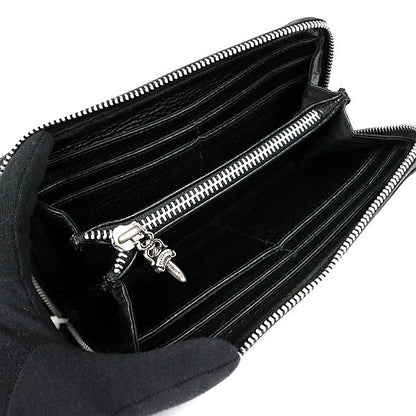 CHROME HEARTS REC F ZIP #2 3 Cemetery Cross Round Zip Wallet