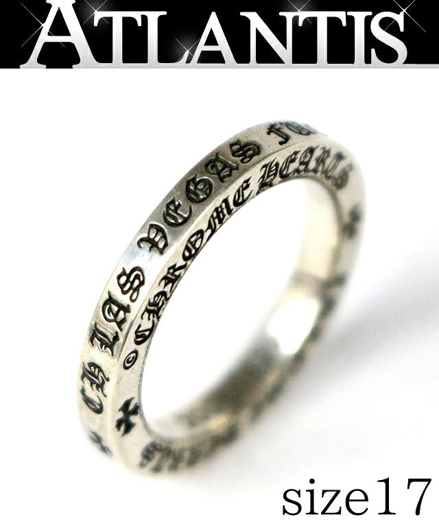 CHROME HEARTS Las Vegas "FUCK YOU" 3mm Ring SV925 Size JP 17