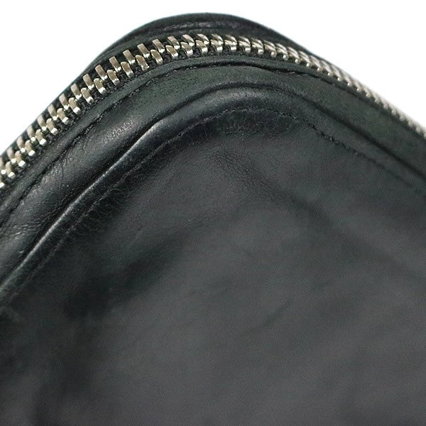 CHROME HEARTS REC F ZIP MINI Round Zip Leather Wallet Black