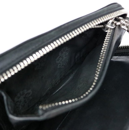 CHROME HEARTS REC F ZIP MINI Round Zip Leather Wallet Black