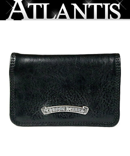 CHROME HEARTS Grommet Card Holder Black Leather Silver Card Case