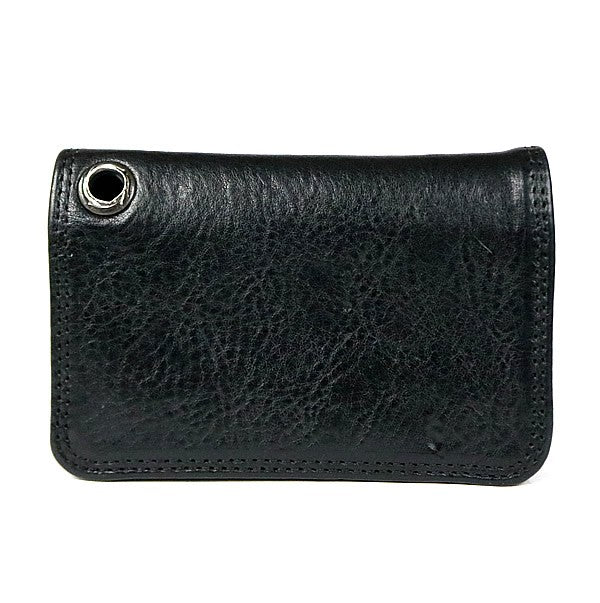 CHROME HEARTS Grommet Card Holder Black Leather Silver Card Case