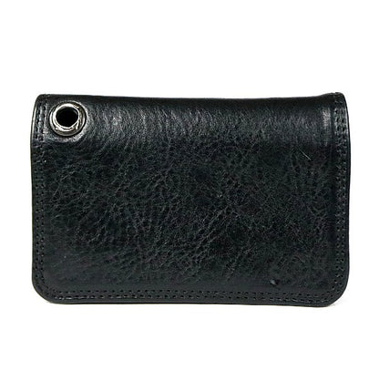 CHROME HEARTS Grommet Card Holder Black Leather Silver Card Case