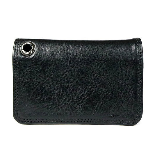 CHROME HEARTS Grommet Card Holder Black Leather Silver Card Case
