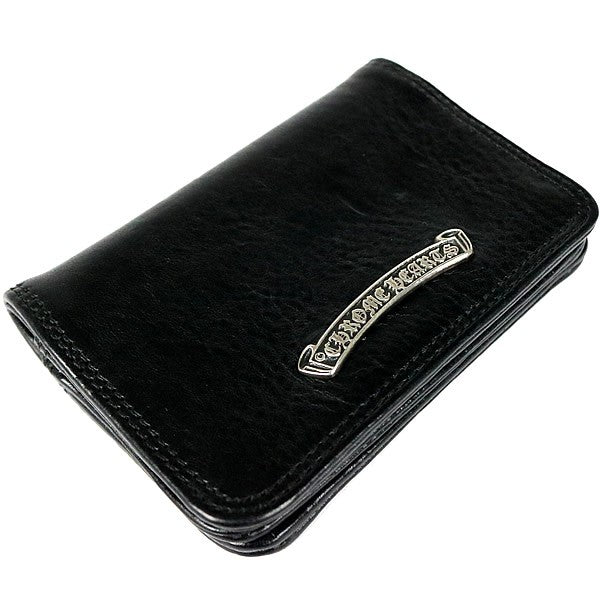 CHROME HEARTS Grommet Card Holder Black Leather Silver Card Case