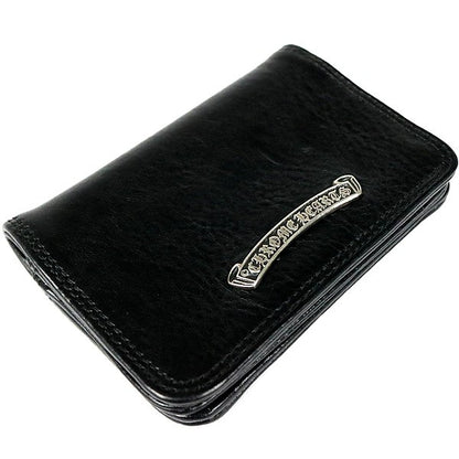CHROME HEARTS Grommet Card Holder Black Leather Silver Card Case