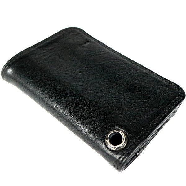 CHROME HEARTS Grommet Card Holder Black Leather Silver Card Case