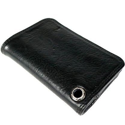 CHROME HEARTS Grommet Card Holder Black Leather Silver Card Case