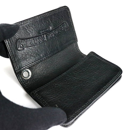 CHROME HEARTS Grommet Card Holder Black Leather Silver Card Case
