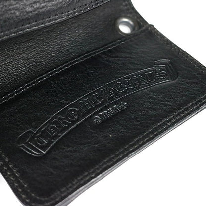 CHROME HEARTS Grommet Card Holder Black Leather Silver Card Case