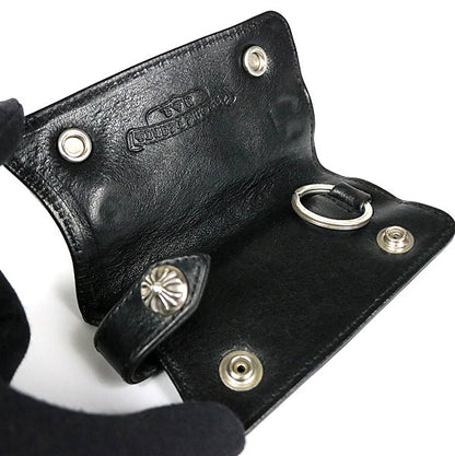 CHROME HEARTS Cross Button Key Case Leather Black
