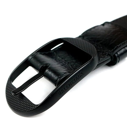 BALENCIAGA Luca Goal Leather Belt Black