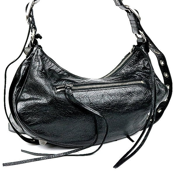 BALENCIAGA Le Cagole S Leather Shoulder Bag Black