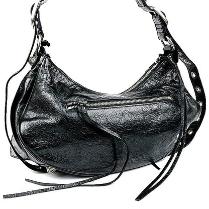 BALENCIAGA Le Cagole S Leather Shoulder Bag Black