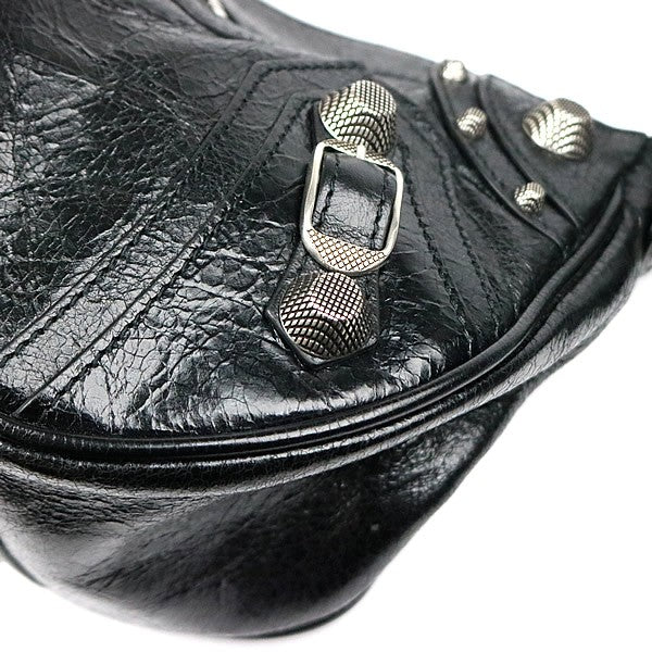 BALENCIAGA Le Cagole S Leather Shoulder Bag Black