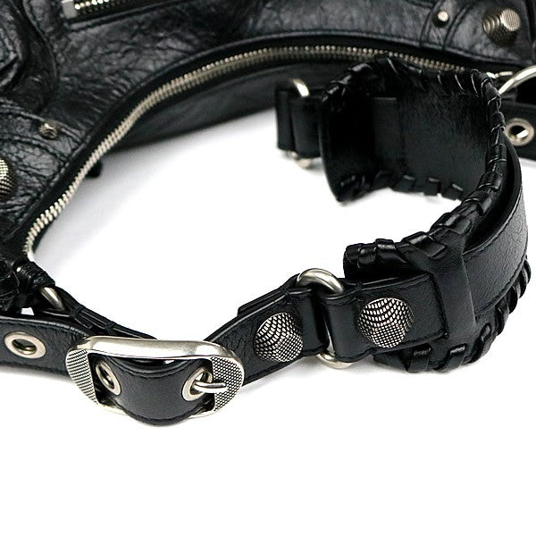 BALENCIAGA Le Cagole S Leather Shoulder Bag Black