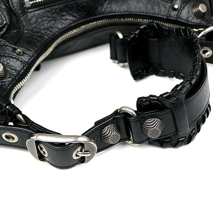 BALENCIAGA Le Cagole S Leather Shoulder Bag Black