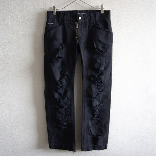 DOLCE&GABBANA Distressed Black Denim Size 32
