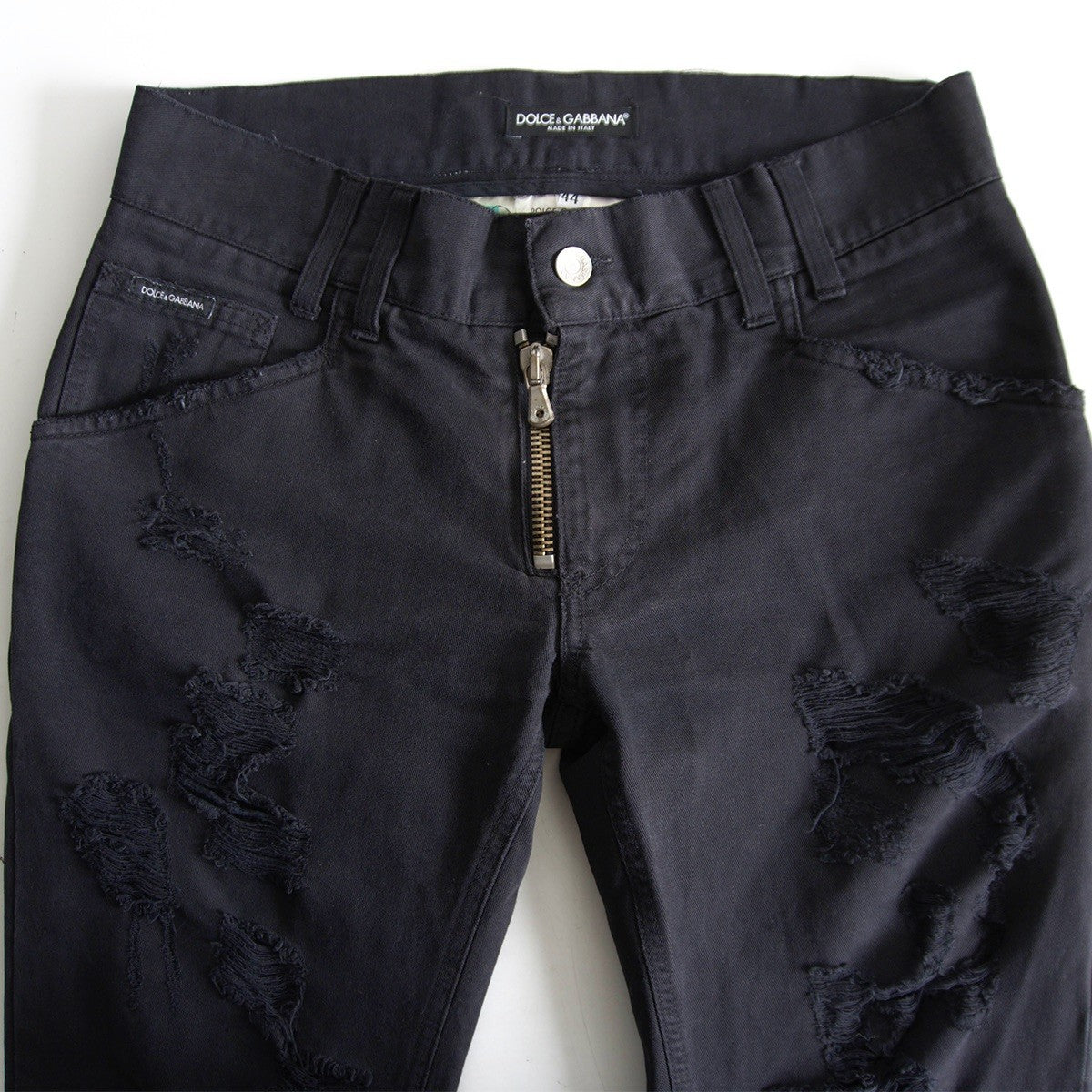 DOLCE&GABBANA Distressed Black Denim Size 32