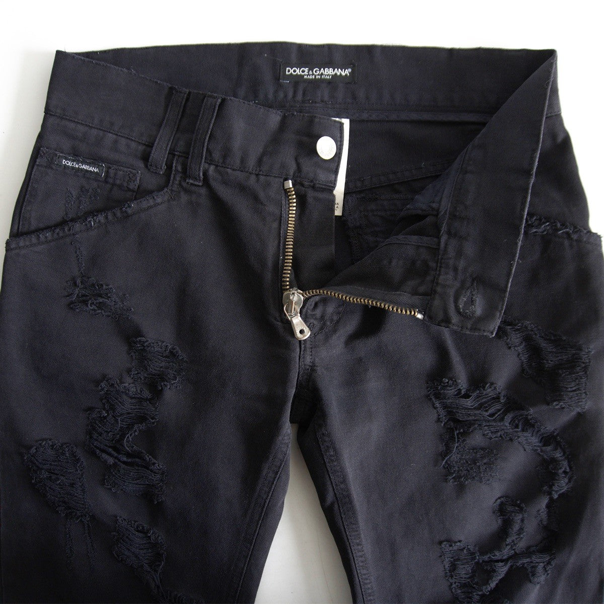 DOLCE&GABBANA Distressed Black Denim Size 32