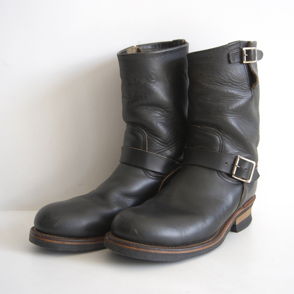 REDWING 2268 Tea-Core Leather Engineer Boots Black Size 8.5
