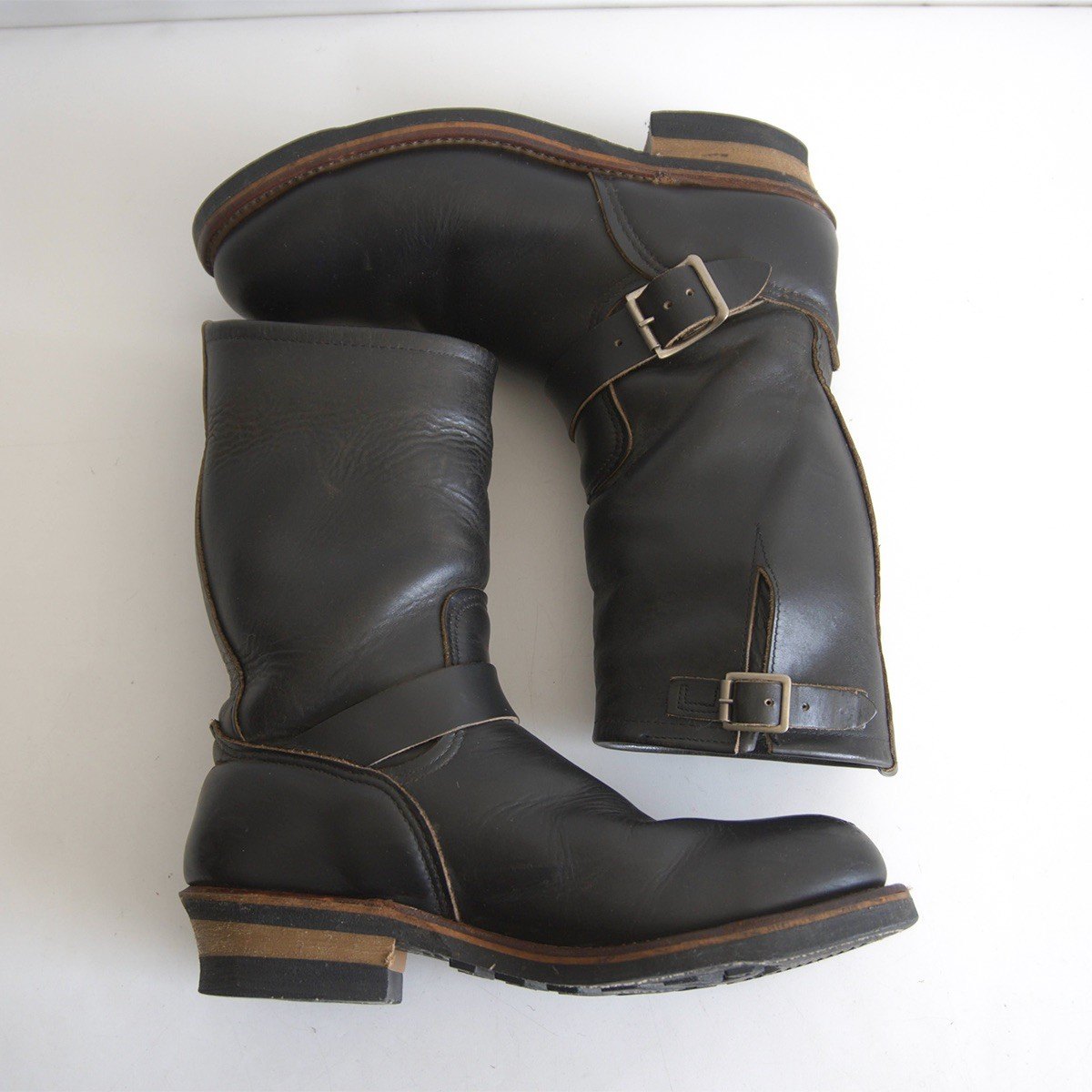 REDWING 2268 Tea-Core Leather Engineer Boots Black Size 8.5