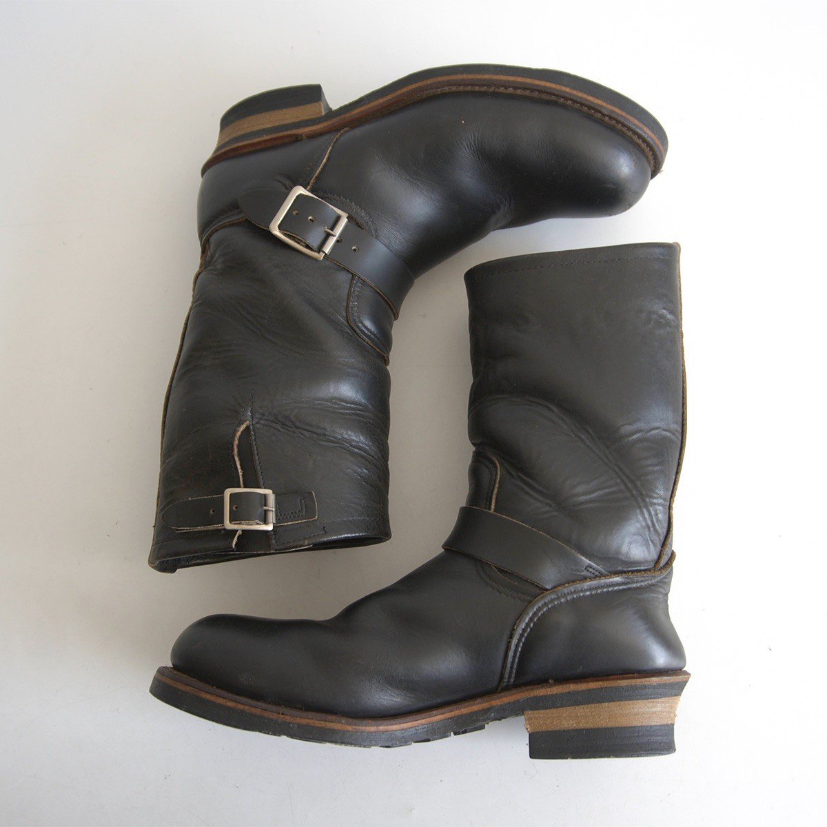 REDWING 2268 Tea-Core Leather Engineer Boots Black Size 8.5