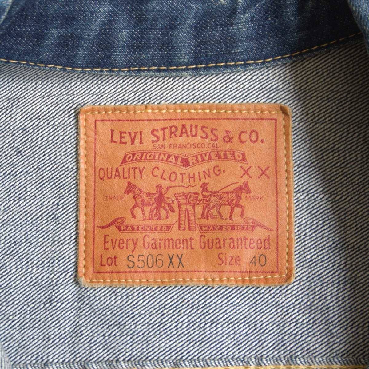 LEVI'S S506XX Big E 1st Type Wartime Denim Jacket Size XXS