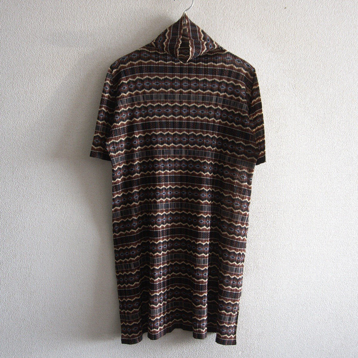 PLEATS PLEASE Patterned Pleated Tunic Dress Size 3