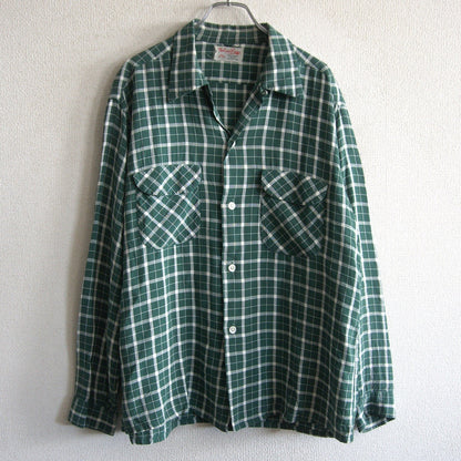 Nelson Paige 50s Vintage Open Collar Rayon Check Size ML