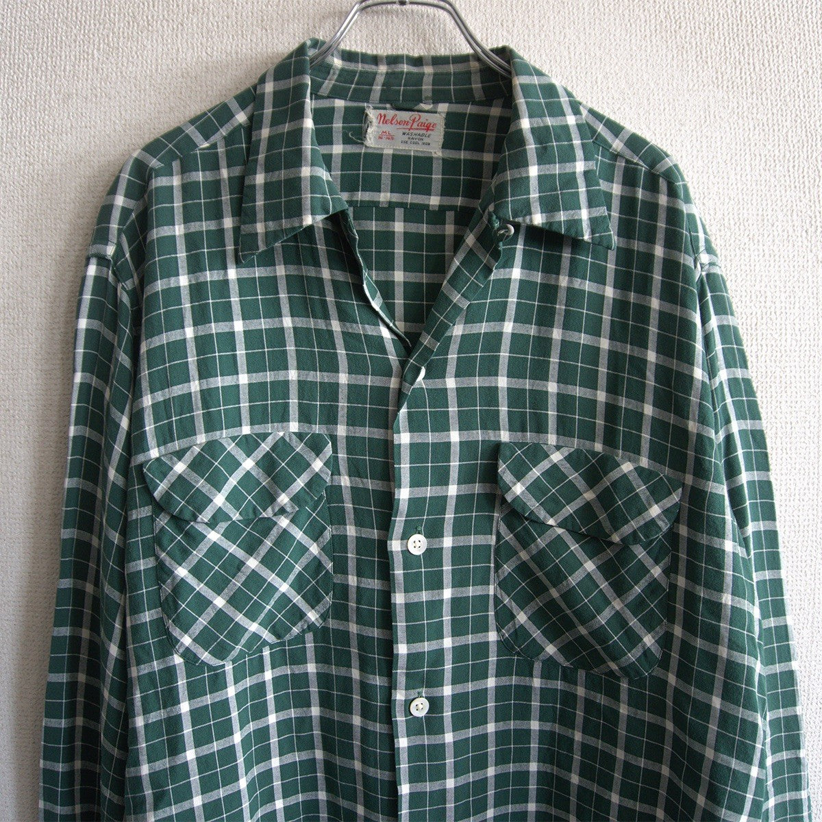 Nelson Paige 50s Vintage Open Collar Rayon Check Size ML