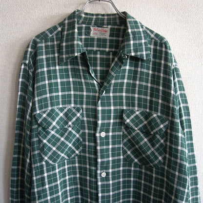 Nelson Paige 50s Vintage Open Collar Rayon Check Size ML