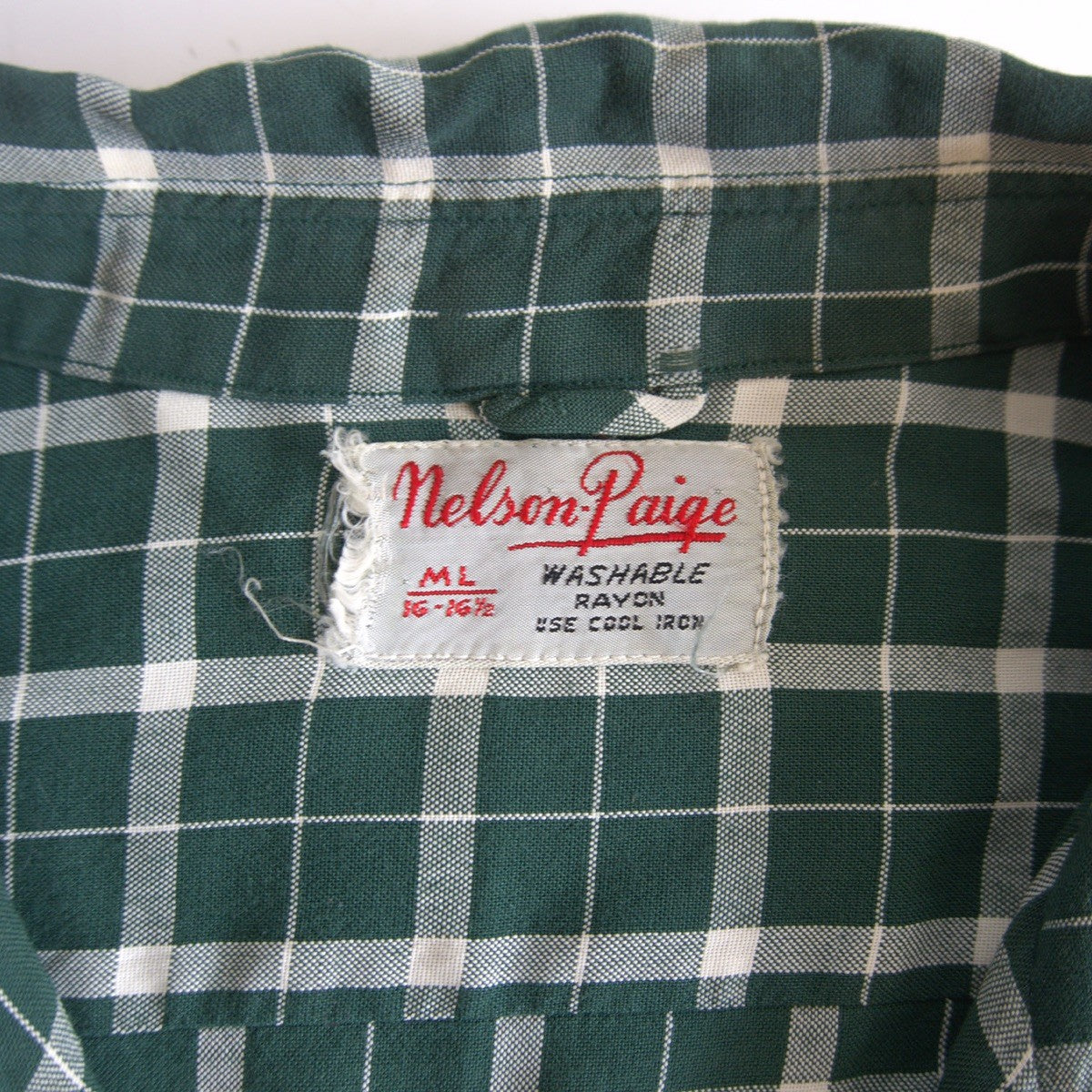 Nelson Paige 50s Vintage Open Collar Rayon Check Size ML