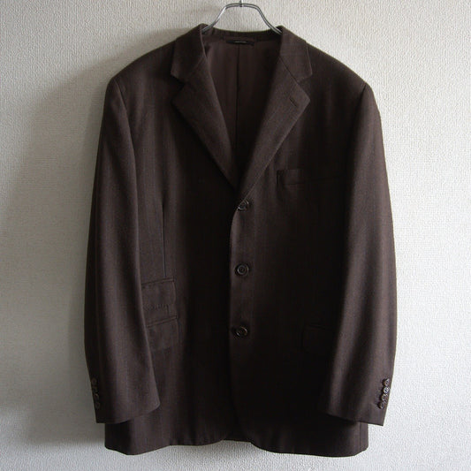 HERMES Wool Cashmere Pinstripe 3B Tailored Jacket Size L