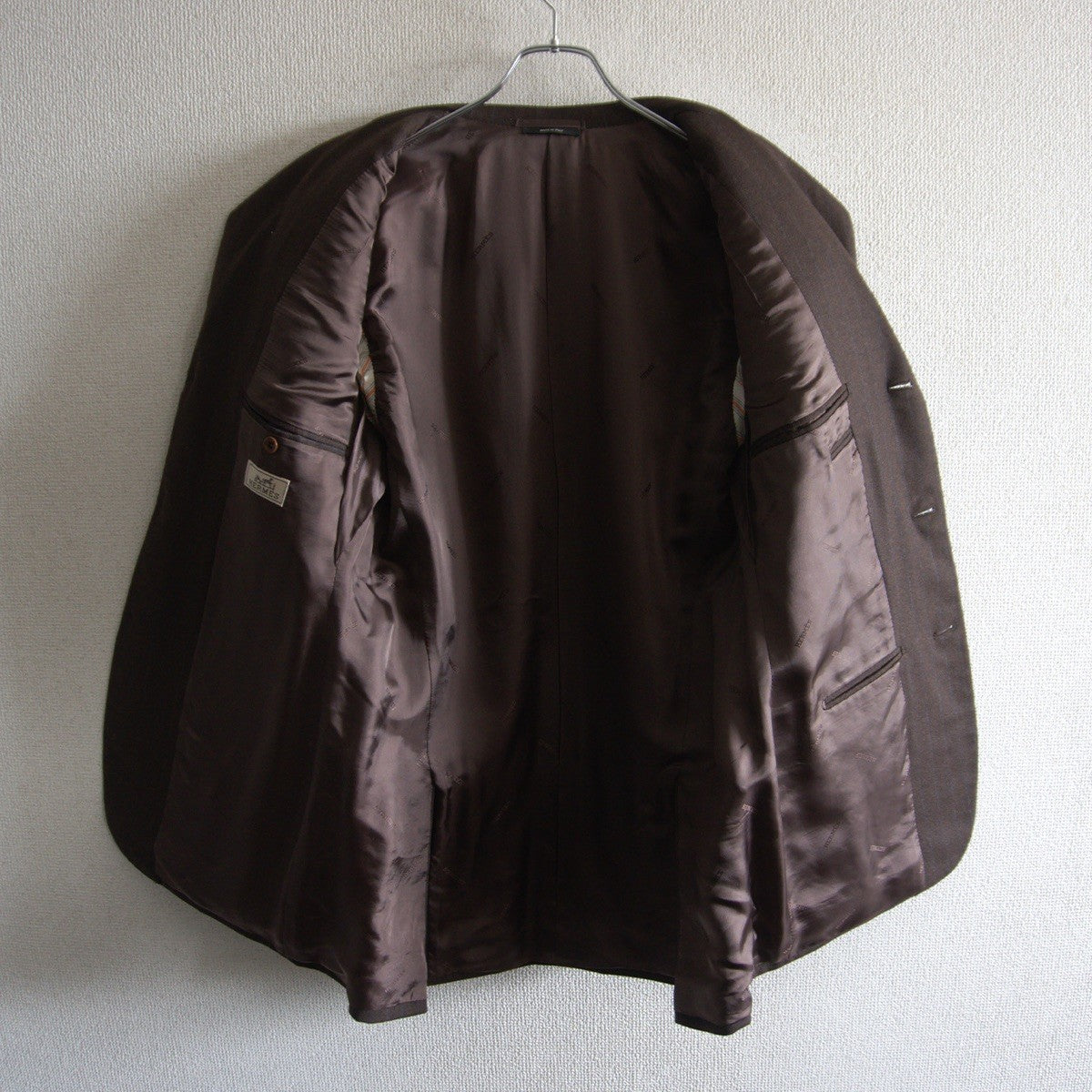 HERMES Wool Cashmere Pinstripe 3B Tailored Jacket Size L