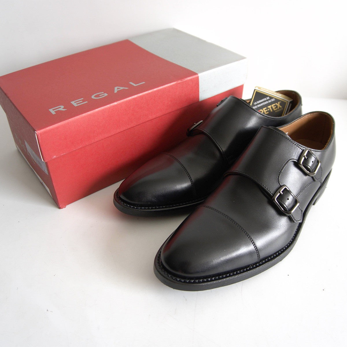 REGAL GORETEX 707R Monk Strap Leather Shoes Black Size 7