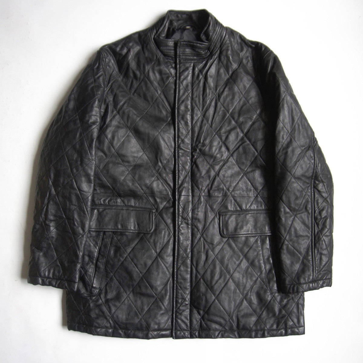 WIND ARMOR Quilted Leather Coat Black Size 4L