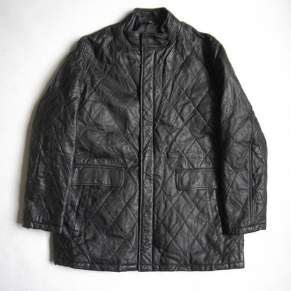WIND ARMOR Quilted Leather Coat Black Size 4L