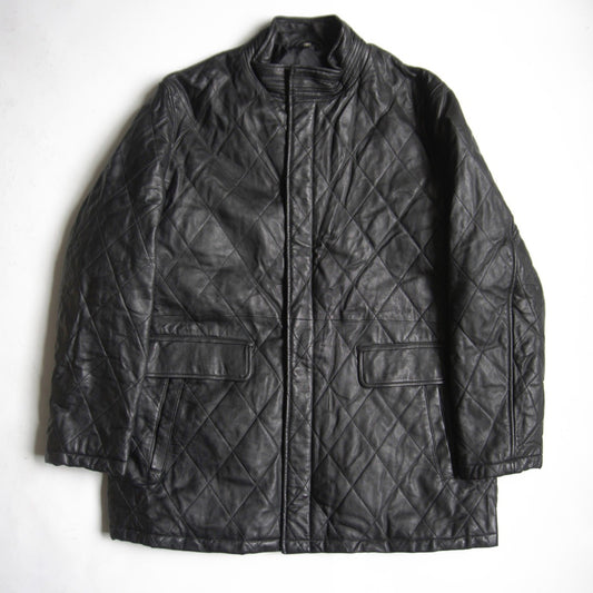 WIND ARMOR Quilted Leather Coat Black Size 4L