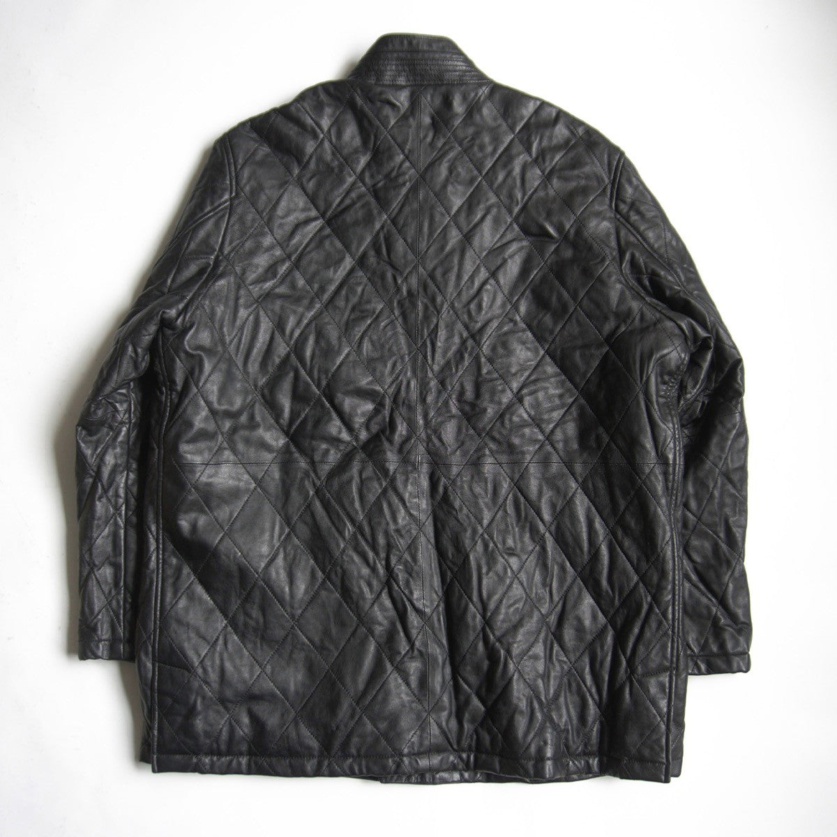 WIND ARMOR Quilted Leather Coat Black Size 4L