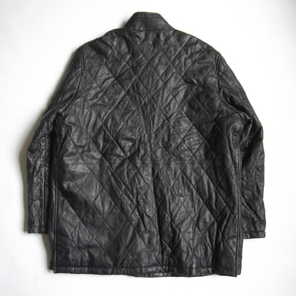 WIND ARMOR Quilted Leather Coat Black Size 4L