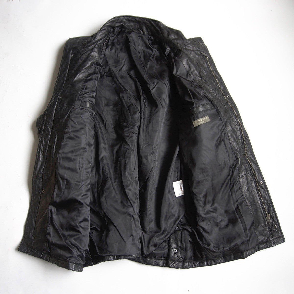 WIND ARMOR Quilted Leather Coat Black Size 4L
