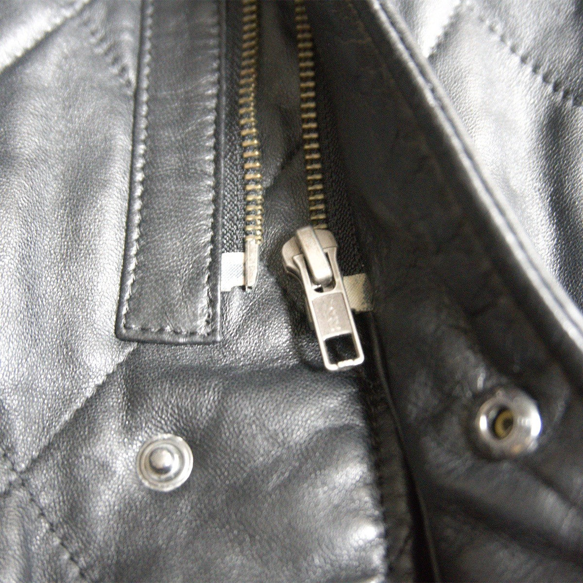 WIND ARMOR Quilted Leather Coat Black Size 4L