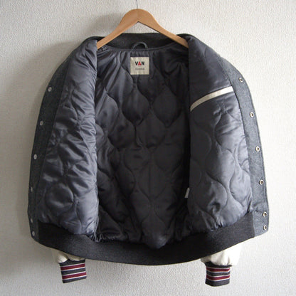 VAN JAC Leather Sleeve Varsity Jacket Size M