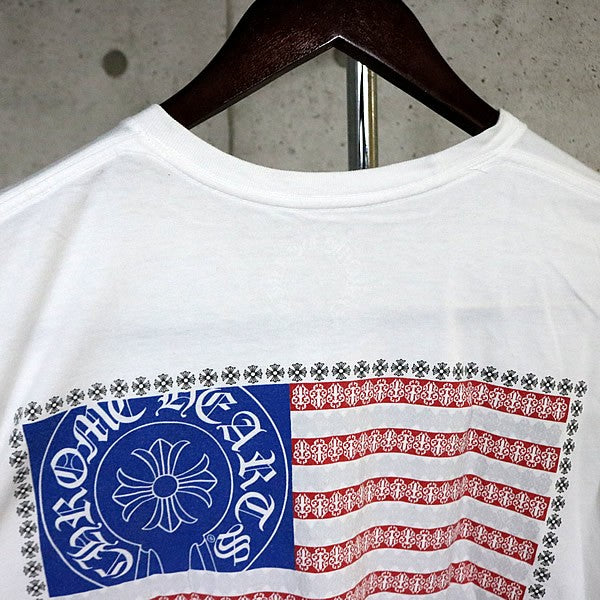 CHROME HEARTS American Flag Vine Dagger T-Shirt White Size M