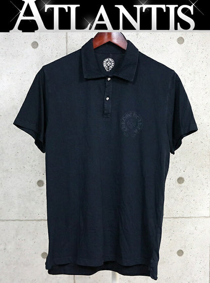 CHROME HEARTS Cross Button Horseshoe Polo Shirt Black Size S