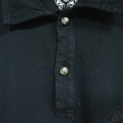 CHROME HEARTS Cross Button Horseshoe Polo Shirt Black Size S