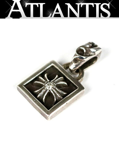 CHROME HEARTS Framed CH Plus 1P Diamond Pendant Silver