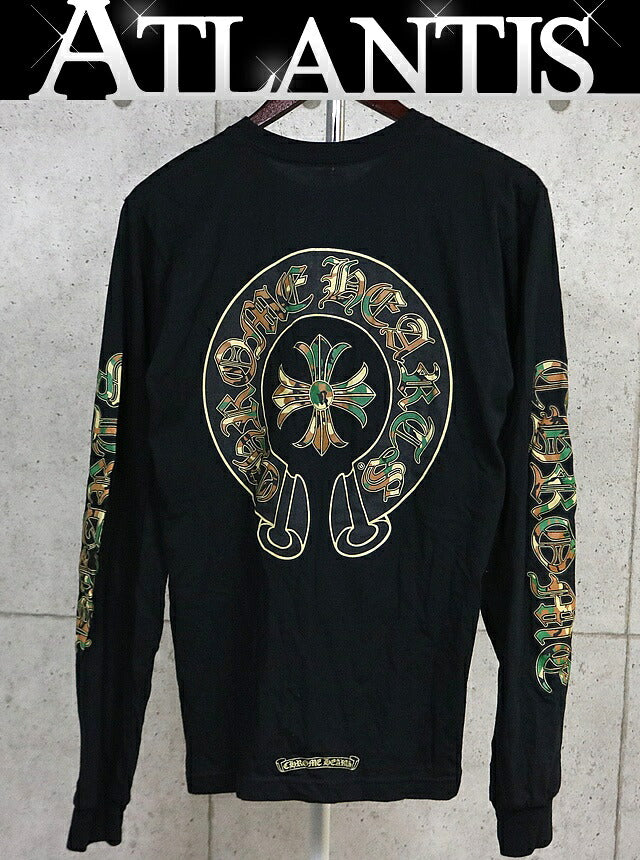 CHROME HEARTS Camo Horseshoe Cemetery Long Black Camo Size M