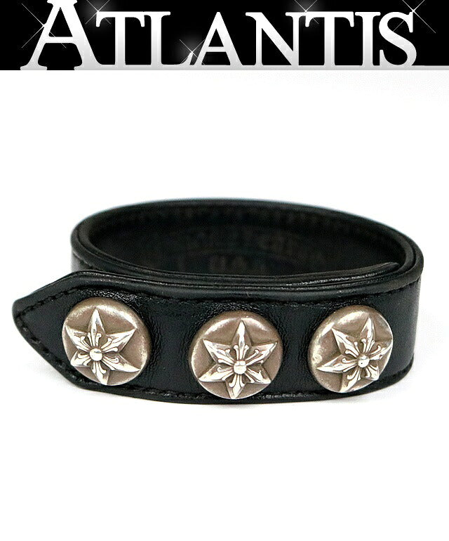 CHROME HEARTS 6P Star 3 Button 2 Snap Bracelet Black/Silver